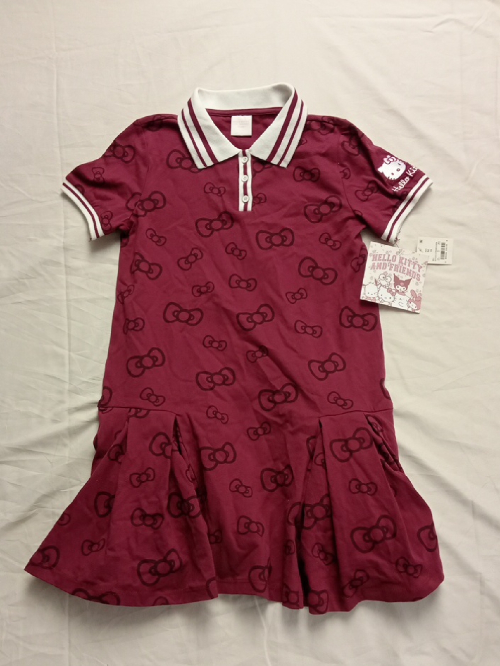 Hello Kitty Burgundy/Pink Polo Dress with Bow Print